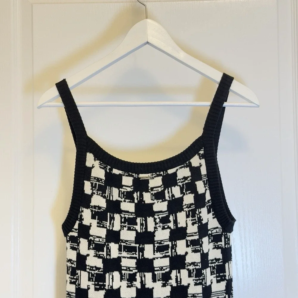 NEW Cleobella Payton Midi Dress Biarritz Black/Ivory Check Knit Sleeveless Small